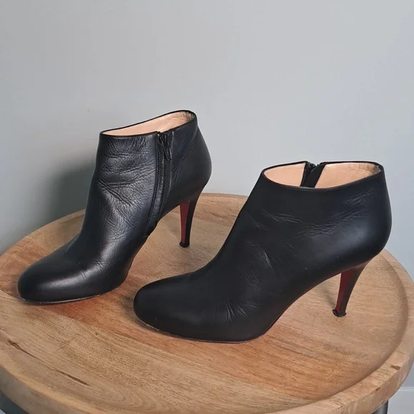 Christian Louboutin Red-Bottomed Leather Belle Ankle Boot Black Booties 38.5 - Picture 6 of 14